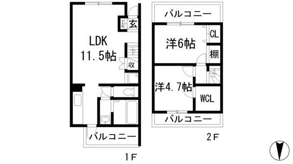 箕面ブジーノースの物件間取画像